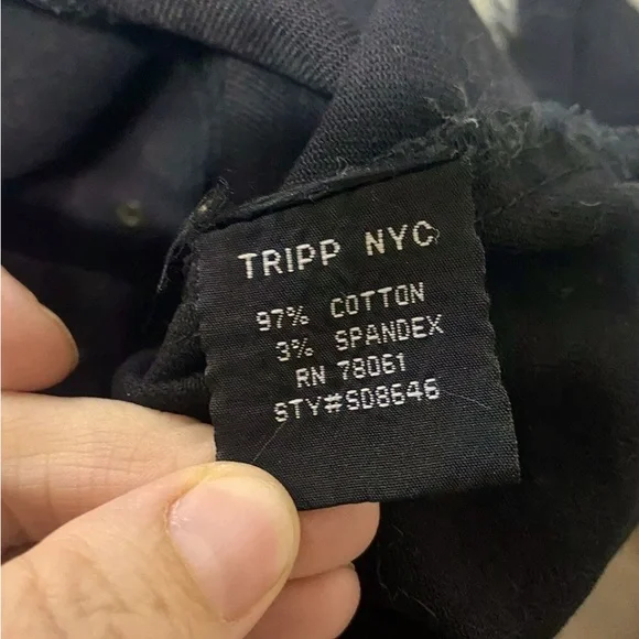 Tripp NYC Y2k Goth Jacket black Denim Faux Fur Collar Cuffs AS NEW - Picture 6 of 8